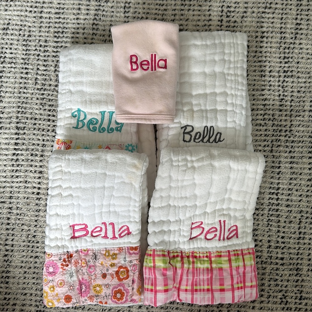 “Bella” burp cloths by Moonbeam Baby